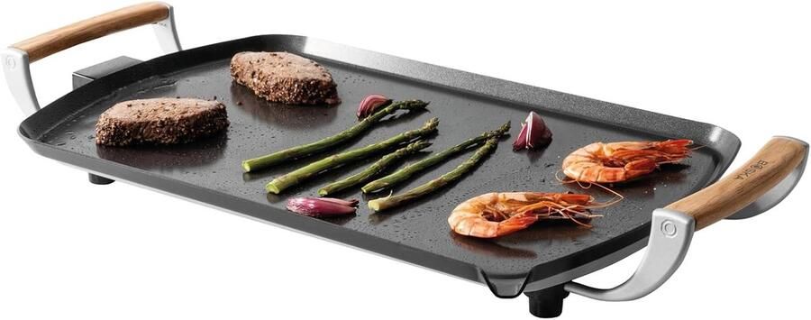 Elektrische Grillplaat Bakplaat Teppanyaki Gezond Koken PFAS-vrije Coating 35 x 56 cm Zwart