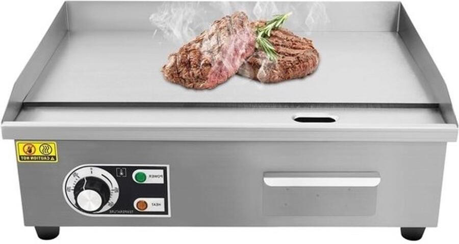 Elektrische grillplaat Bakplaat voor grillen Professioneel koken Snel op temperatuur 55 x 43 x 24 cm Zilver