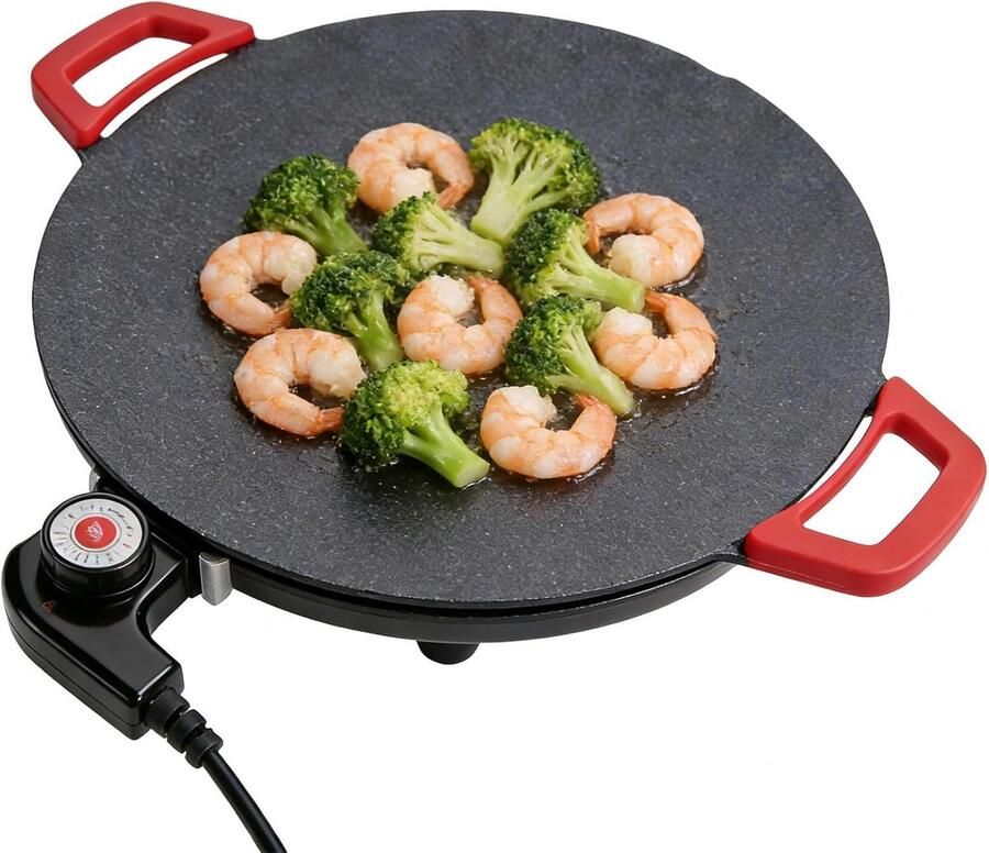 Elektrische Grillplaat Buiten Kookplaat Binnen en Buiten Koken Vet Reducerend Ontwerp 36cm Breed Rood