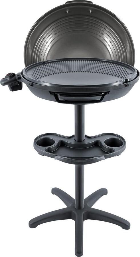 Elektrische Grillplaat Buitenkeuken Tafelgrill Gezellig Tafelen XXL Grilloppervlak 48 cm Diameter Zwart Grijs
