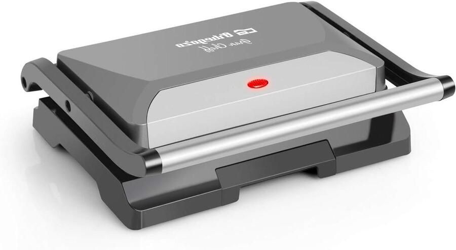 Elektrische Grillplaat Contactgrill Bakplaat Gezond Grillen Kantelbare Bovenplaat 23 x 145 cm Zilver Grijs