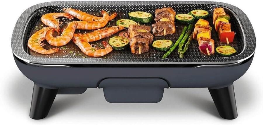 Elektrische Grillplaat Contactgrill Bakplaat Gezond Grillen Titanium Antiaanbaklaag 6-8 Personen Zwart