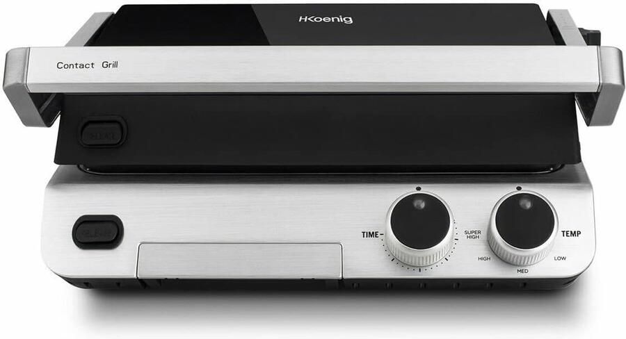 Elektrische Grillplaat Contactgrill Bakplaat Professioneel Grillen Uitneembare Vaatwasserbestendige Platen 30x25 cm Zwart