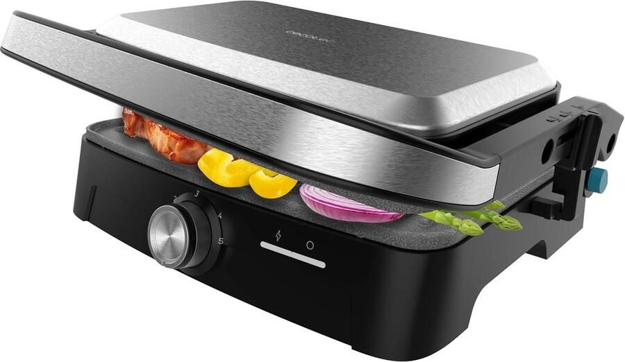 Elektrische Grillplaat Contactgrill Binnen Grillen 180 Grad Opening 28 x 17 cm Zwart