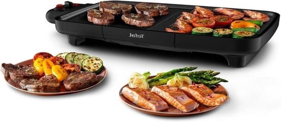 Elektrische grillplaat contactgrill en plancha binnen grillen boostzone 1900 cm2 oppervlak zwart