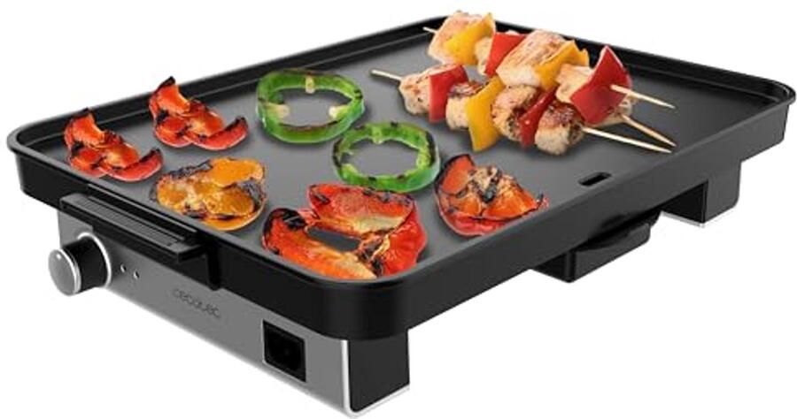 Elektrische Grillplaat Contactgrill Plaat Snel Grillen Thuis Afneembare Magnetische Delen 40x30 cm Zwart