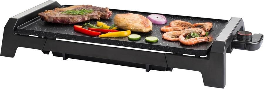 Elektrische grillplaat Contactgrill Plancha Gezellig eten Antiaanbaklaag XL Grilloppervlak Zwart