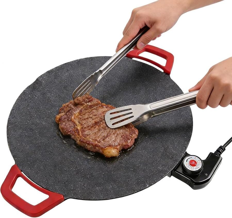 Elektrische Grillplaat Elektrische Braadpan Thuis Koken Buiten 5 Niveaus Instelbaar 36 cm Lang Rood