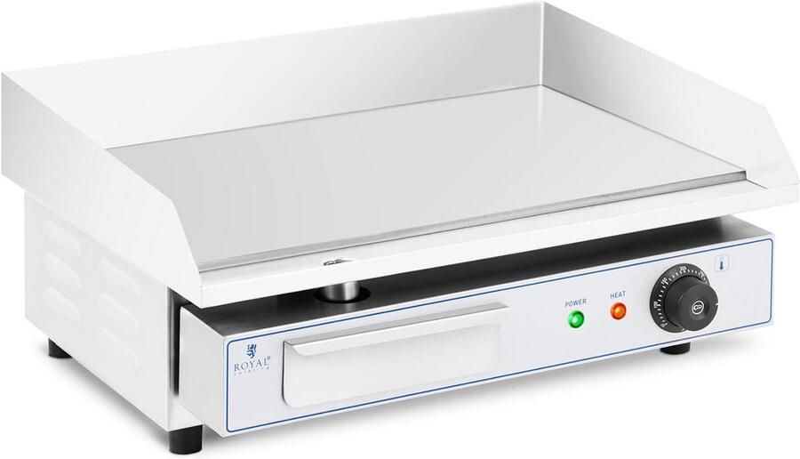 Elektrische grillplaat Gladde bakplaat Professioneel koken Volautomatische thermostaat 55 x 40 cm Zilver
