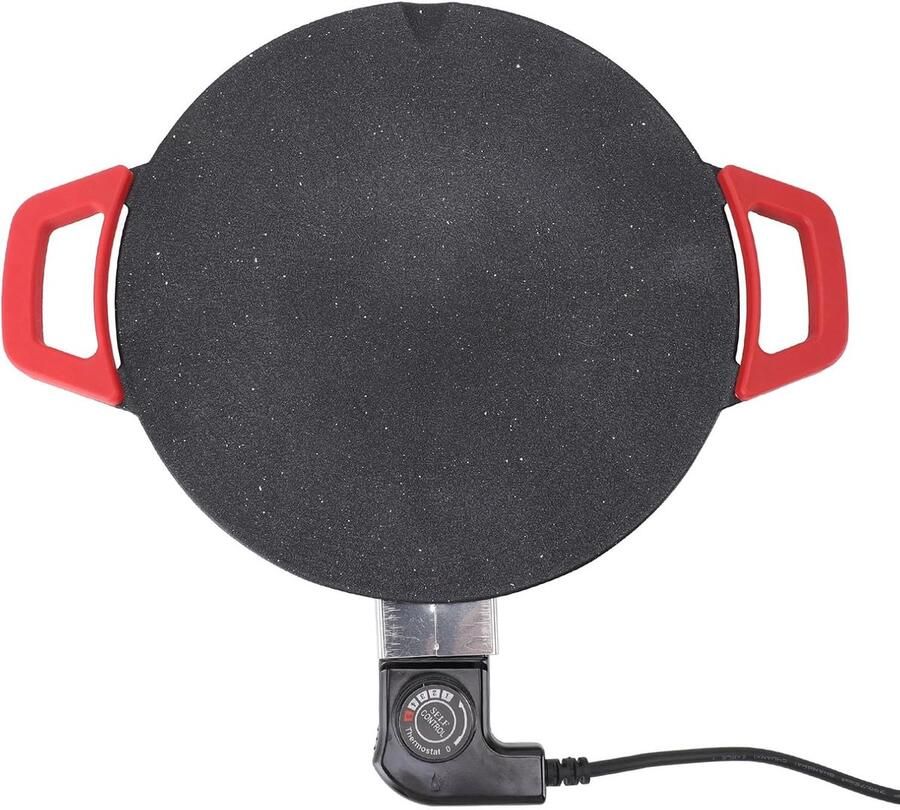 Elektrische grillplaat Grillpan Pannenkoekenmaker Veelzijdig Koken Antiaanbaklaag Concaaf Design 30 cm Diameter Zwart