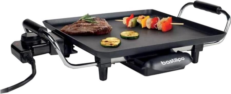 Elektrische Grillplaat Kleine Grill Snel Grillen Antiaanbaklaag PFOA-vrij 28 x 28 cm Zwart