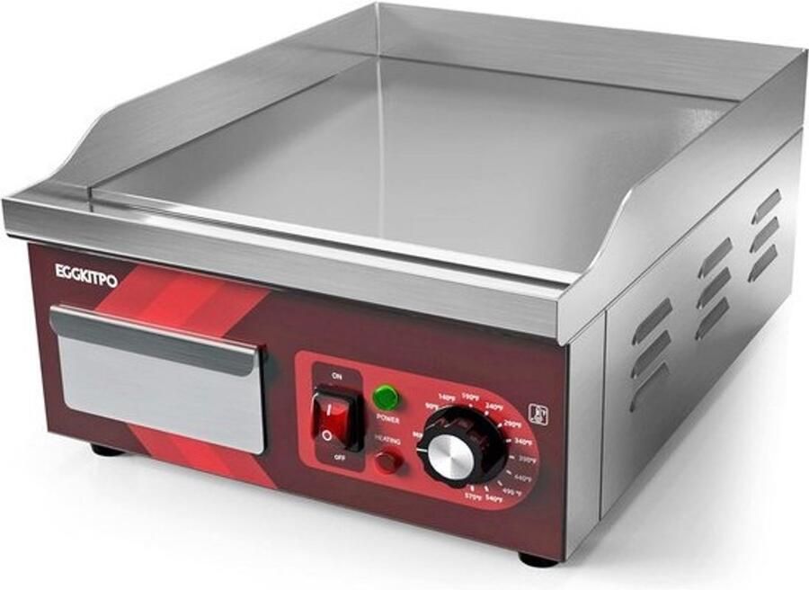 Elektrische Grillplaat met Anti-aanbaklaag en Instelbare Temperatuur