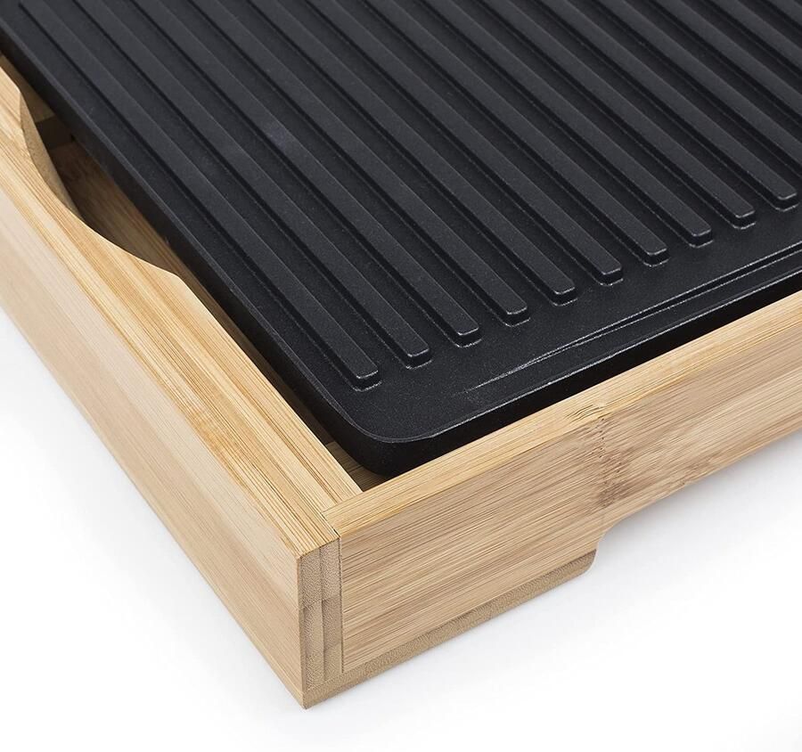 Gourmetgrill Elektrische grillplaat 1400 Watt Warmtebestendige handgrepen Digitale Thermostaat Timerfunctie Anti-aanbaklaag Uitneembare vetafvoer 4 personen 37 x 27 cm - Foto 4