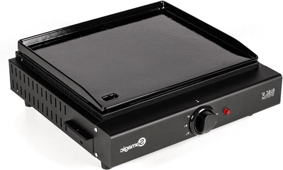 Elektrische Grillplaat Plancha Grill Buiten Koken Geëmailleerd Gietijzer 49.5 x 46 cm Zwart