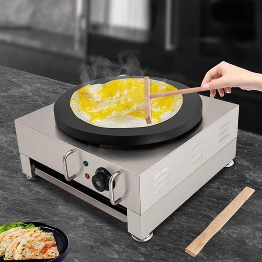 Elektrische Grillplaat Rond 2800 W Vermogen 40 cm Diameter Roestvrij Staal Gietijzer Contactgrill Tafelgrill