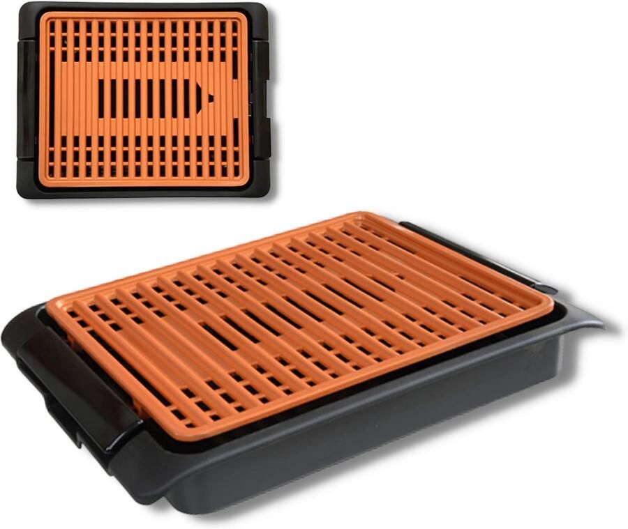 Elektrische Grillplaat Rookvrij 1250 Watt Vermogen 40 5 x 30 5 cm Grilloppervlak Koperen Coating Voor Binnengebruik