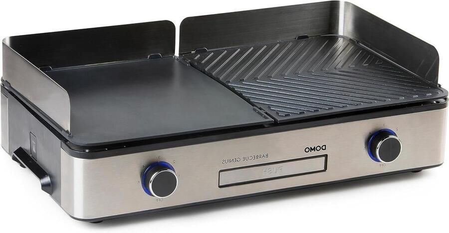 Elektrische Grillplaat Tafelgrill Bakplaat Buiten Koken Dubbele Bakzones 52 x 29 x 15.5 cm Zwart