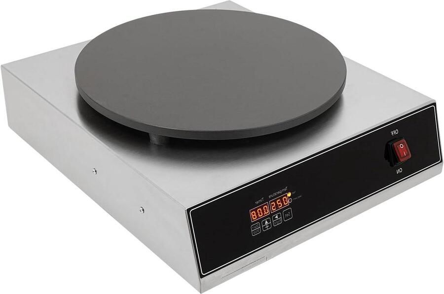 Elektrische Grillplaat Tafelgrill Plancha Lekker Grillen 2800 Watt Krachtig 40 cm Rond Zilver