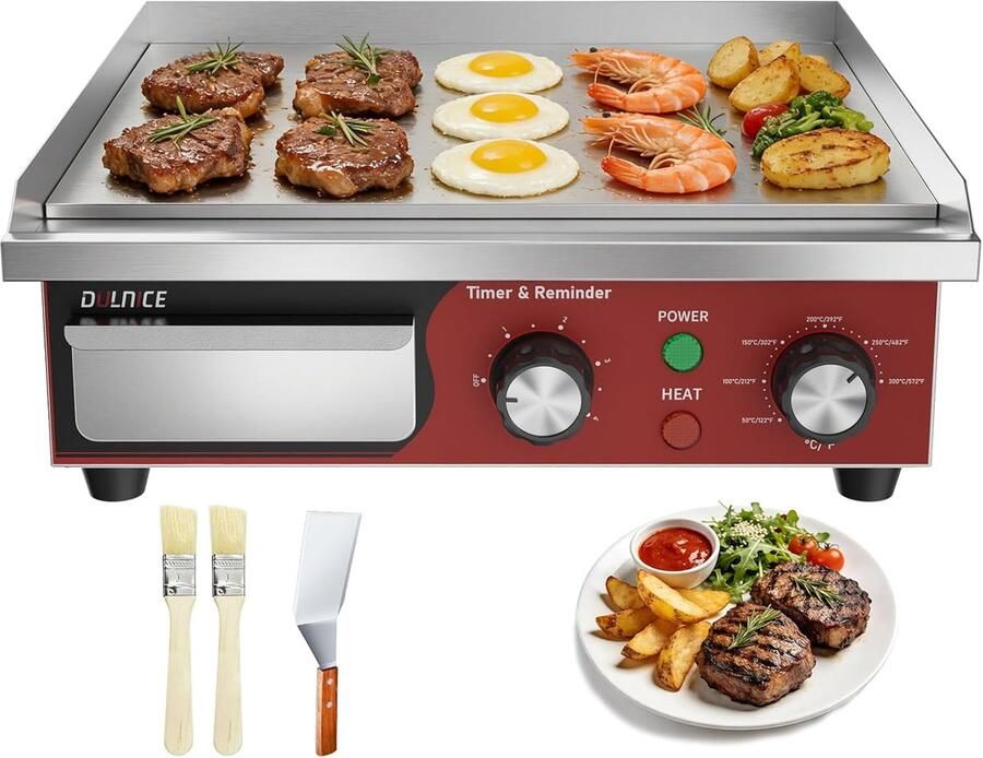 Elektrische Grillplaat Teppanyaki Grill Gezellig Eten Instelbare Temperatuur 36 cm Zilver