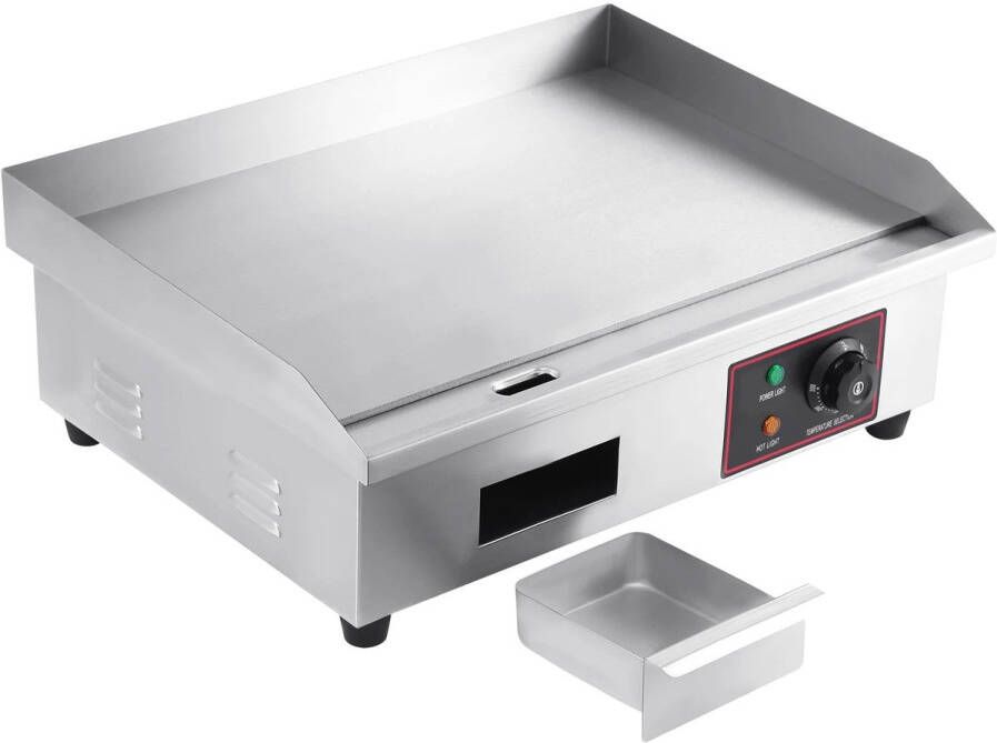 Elektrische Grillplaat Teppanyaki Grill voor Horeca Thuisgebruik Ruim Bakoppervlak 3000W 220-240 V 50 Hz 30-300°C RVS 55 x 43 x 15 cm Zilver
