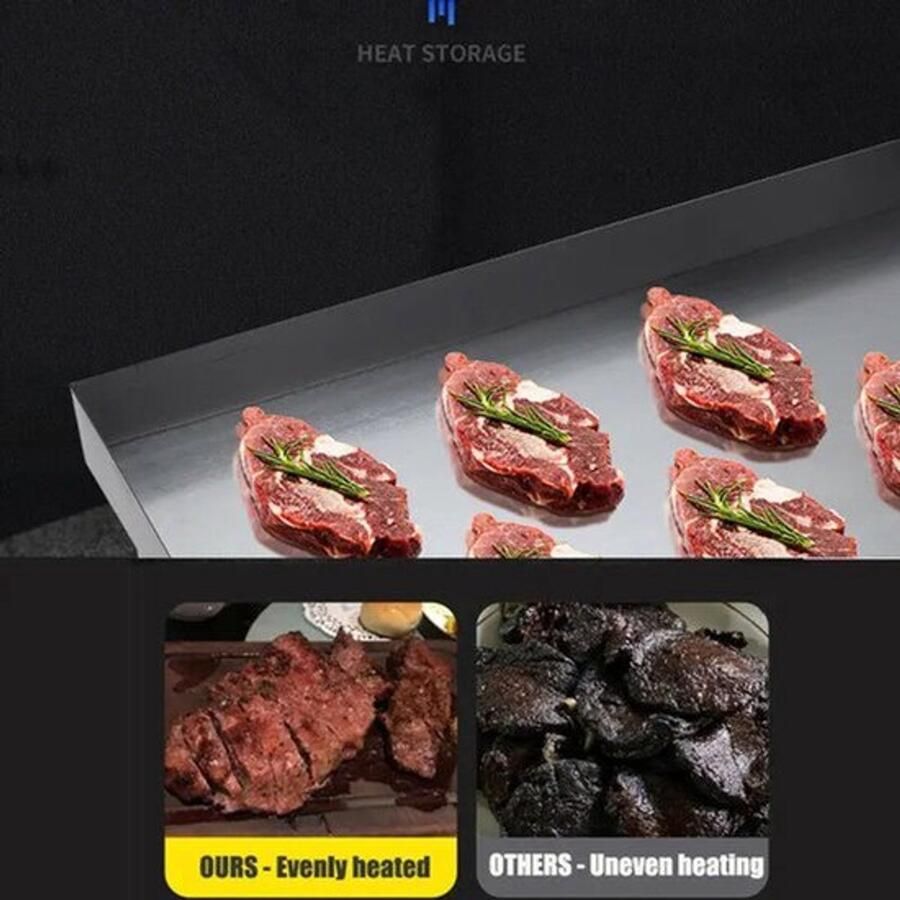 Elektrische Grillplaat Teppanyaki Grill voor Horeca Thuisgebruik Ruim Bakoppervlak 3000W 220-240 V 50 Hz 30-300°C RVS 55 x 43 x 15 cm Zilver