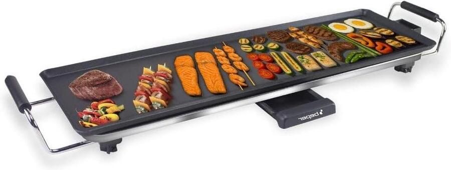 Elektrische Grillplaat Teppanyaki Plaat Gezellig Tafelen XL formaat 70x23cm Zwart