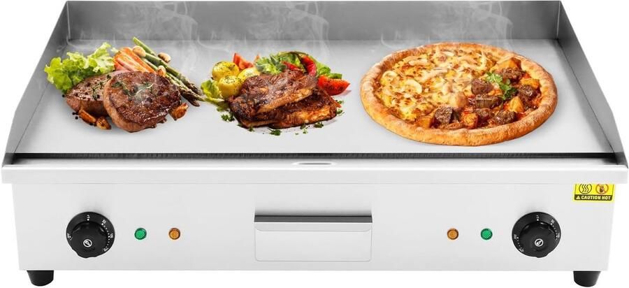 Elektrische grillplaat Teppanyaki tafelgrill Professioneel koken Snel op temperatuur 40 x 72 cm Zilver