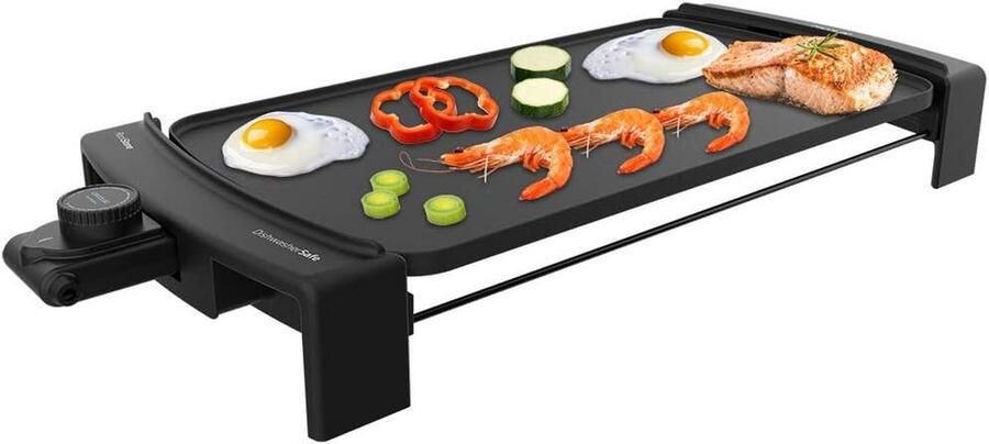 Elektrische Grillplaat Water Grill Gezond Koken Gelijkmatige Warmte 45x25 cm Zwart