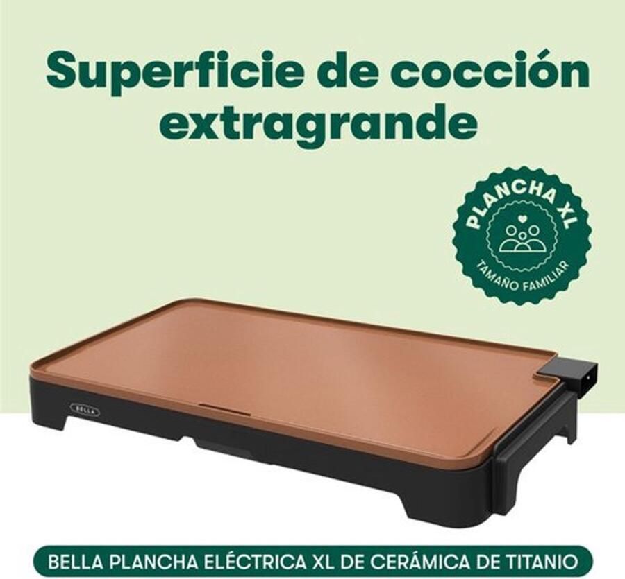 Elektrische Grillplaat XL Keramisch Titanium 1500 W Vermogen 30 7 x 58 5 cm Groot Kookoppervlak Koper Kleur Anti-aanbakplaat