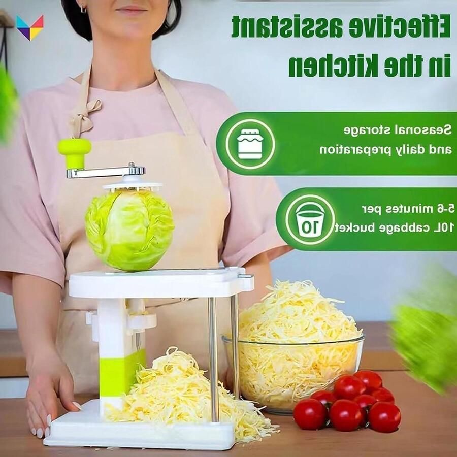 Elektrische Groentehakselaar Koolversnipperaar Salade Maker Groenten Snel Snijden 3 Roestvrijstalen Messen 30x24x22cm Wit
