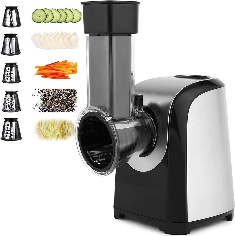 Elektrische Groenteschaaf met 5 RVS Messen Raspen Snijden & Hakken