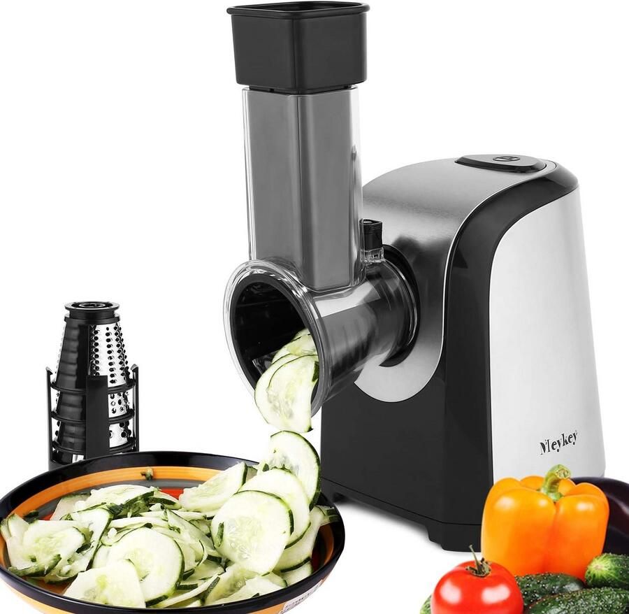 Elektrische Groentesnijder met 4 RVS Rasptrommels voor Thuiskoken