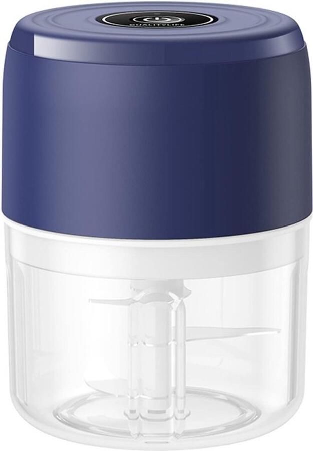 Elektrische Groentesnijder Blauw Oplaadbare Hakselaar Mini Eiklopper Compact & Handig voor Lunch 30W Vermogen 250ml Inhoud Uiensnijder Draadloos 2-in-1 Knoflook Chopper Voor Groenten Fruit Noten