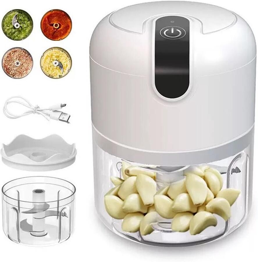 Elektrische groentesnijder Elektrische groentesnijder Multifunctionele keukenmachine Uiensnijder Wit Kunststof