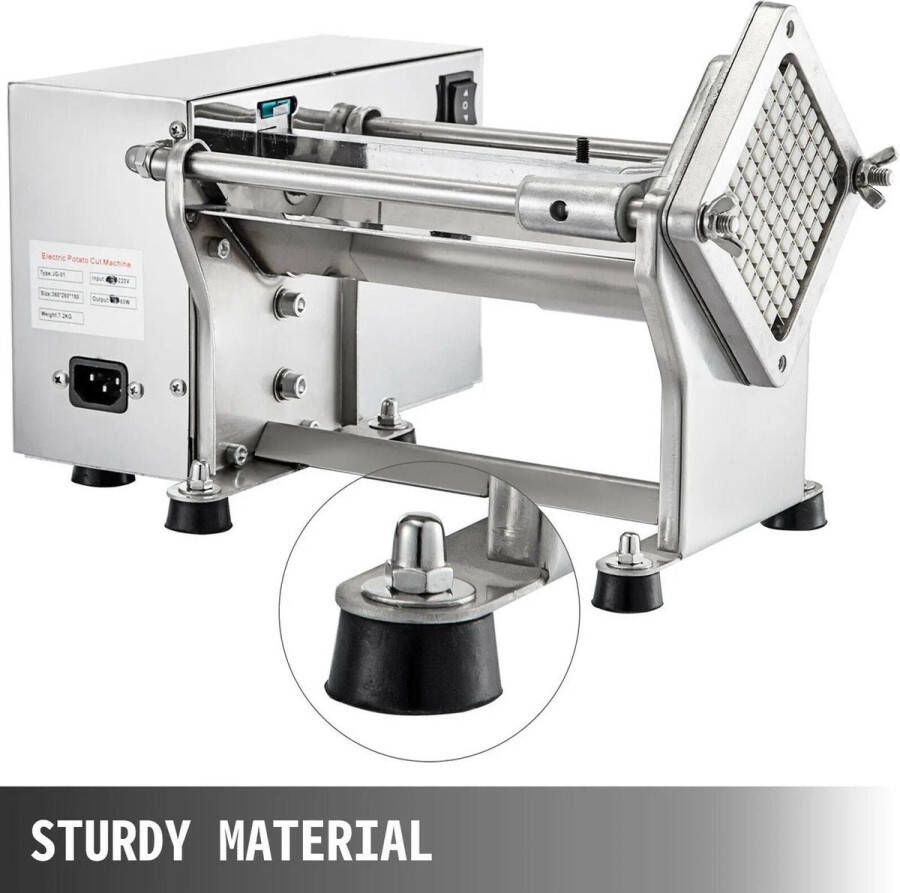 Elektrische Groentesnijder Frietsnijder Keukenmandoline Groentesnijder met 4 Verschillende Messen Uiensnijder Frietsnijder Multifunctionele Groentesnijder met Anti-slip Roestvrij Staal