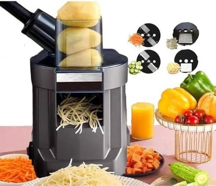 Elektrische Groentesnijder Keukenmachine Hakker Snel Groenten Snijden 4-in-1 Functie 100W Motor Zwart