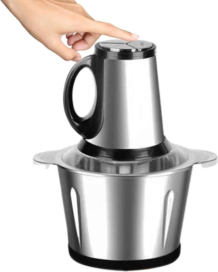 Elektrische Groentesnijder Keukenmachine Hakmolen Snel Ingrediënten Snijden Compact Ontwerp 19x19x19 cm Zilver
