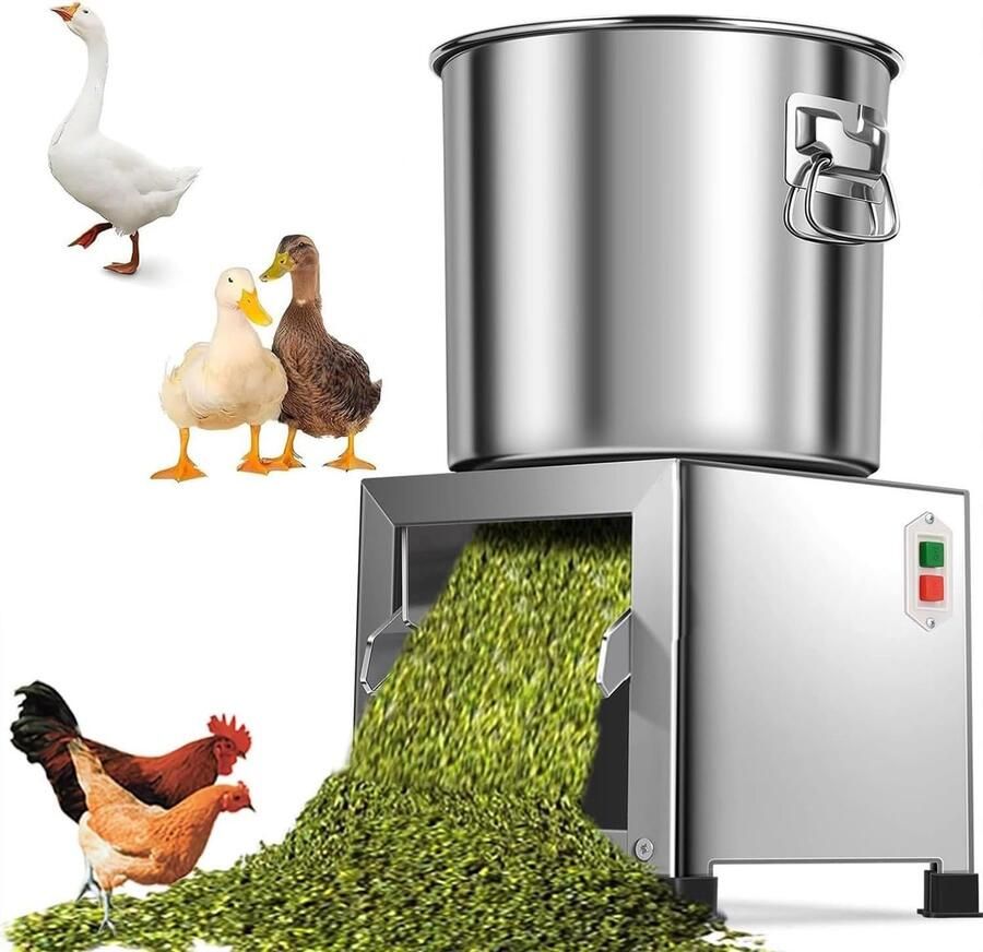 Elektrische Groentesnijder Keukenmachine Hakselaar Dierlijk Voer Maken 1800W Hoog Vermogen 30x30x55 cm Zilver