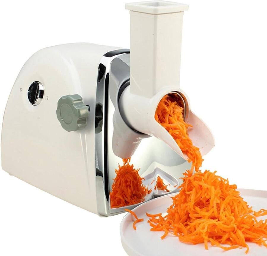 Elektrische Groentesnijder Keukenmachine Rasp Snel Ingrediënten Bereiden 3 RVS Rasptrommels 4kg Zilver