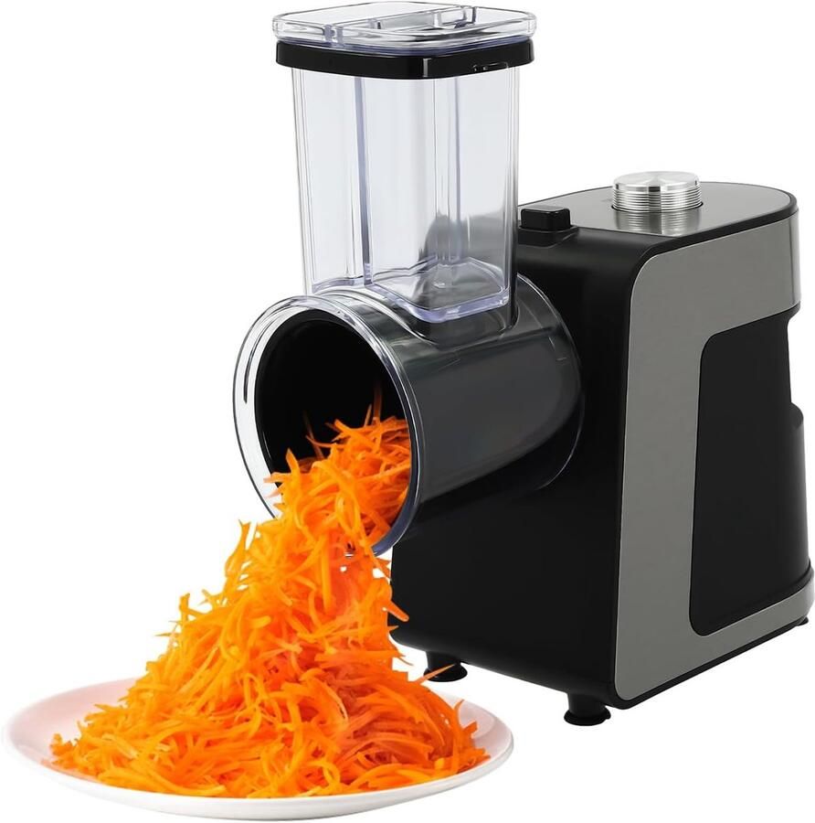 Elektrische Groentesnijder Keukenmachine Rasp Snel Salades Maken 10 Verschillende Messen 15x12x20 cm Zwart