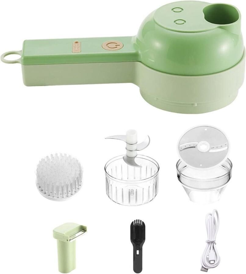 Elektrische Groentesnijder Keukenmachine Snel koken 4-in-1 functie 20.5 x 9.5 cm Grijs