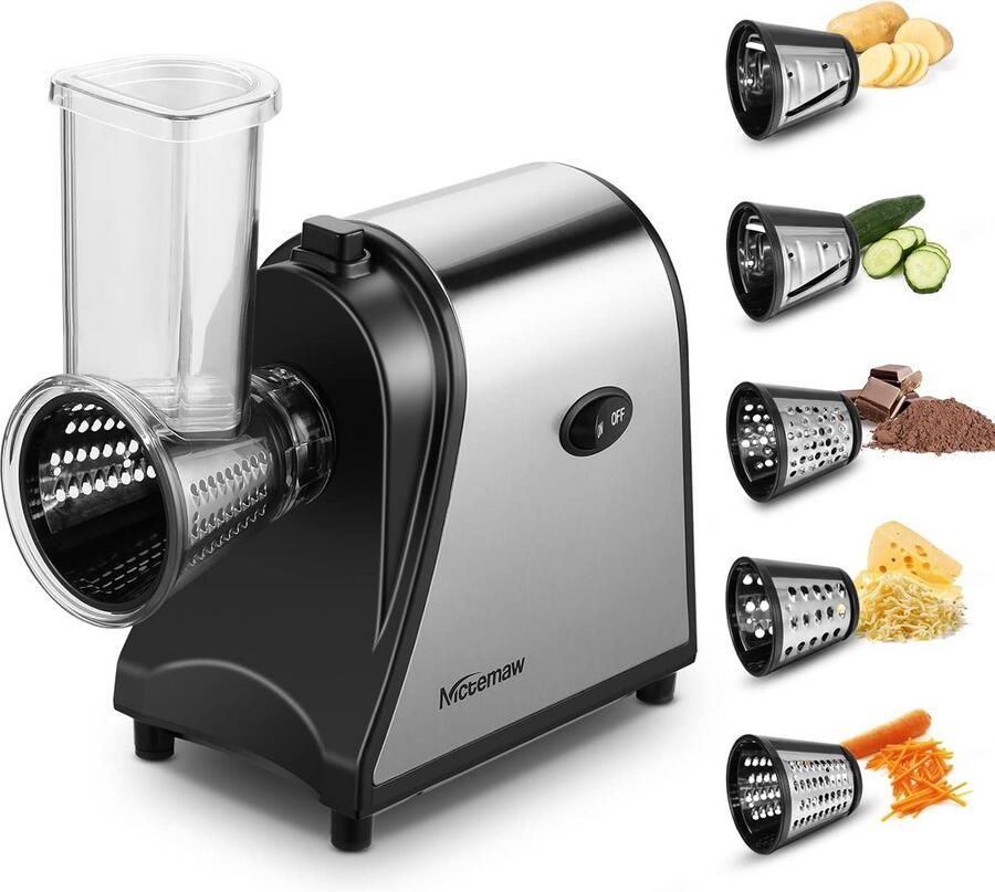 Elektrische Groentesnijder Keukenrasp Hakmolen Snel Salades Maken 5 Snijtrommels 20 x 115 x 19 cm