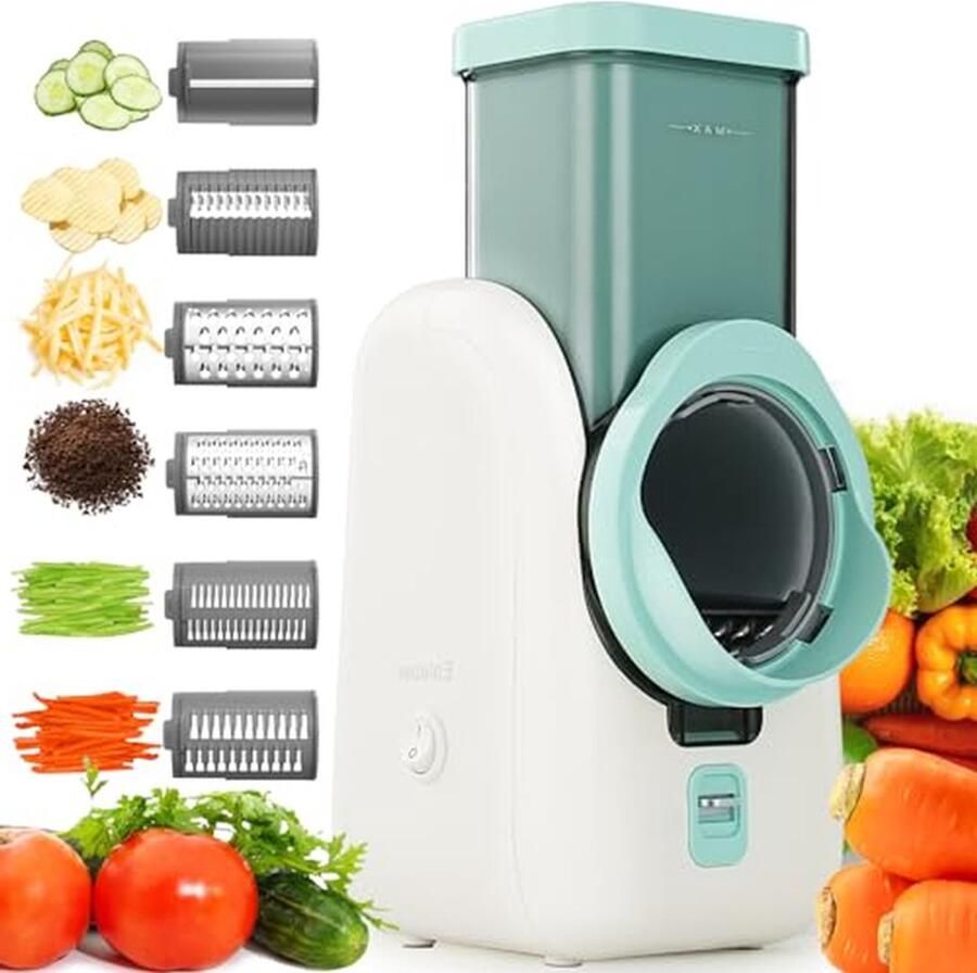 Elektrische groentesnijder Keuken rasp Snel koken 6-in-1 functies 12 x 17 x 28 cm Wit