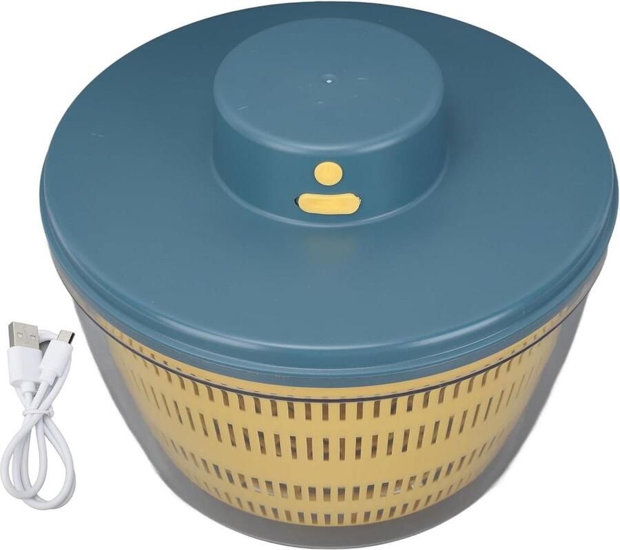 Elektrische Groentewasmachine Salad Spinner Vergiet Keuken Reinigen Drogen Multifunctioneel Kneedkom 4 Liter Capaciteit Blauw