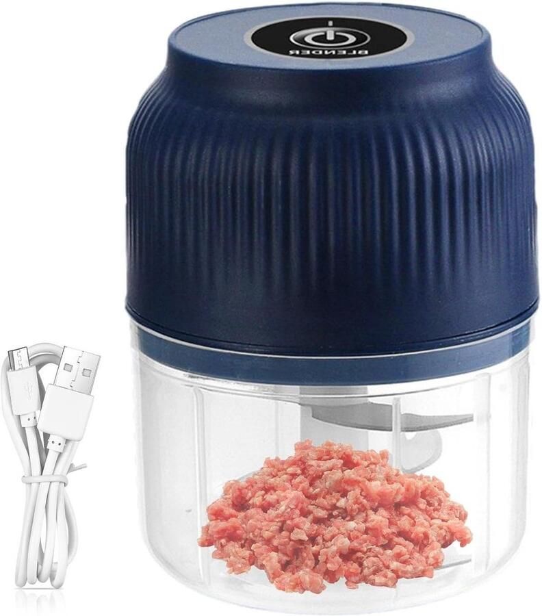 Elektrische Hakker Keukenmachine Mini Maaltijden Voorbereiden Snoerloos Opladen 300 ml Blauw