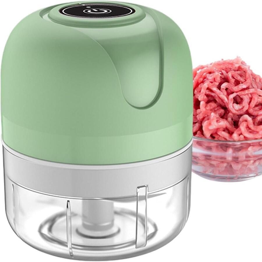 Elektrische Keukenmachine Keukenmolen Hakker Voedselbereiding Vereenvoudigen Draadloos en USB Oplaadbaar 250 ml Cyaanblauw