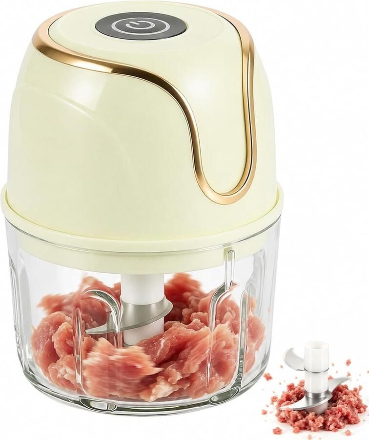 Elektrische hakmolen keuken 350 ml kleine mixer 3 roestvrijstalen messen hakken van vlees uien paprika met type-C-oplaadkabel voor vlees babyvoeding obs campinguitstapjes