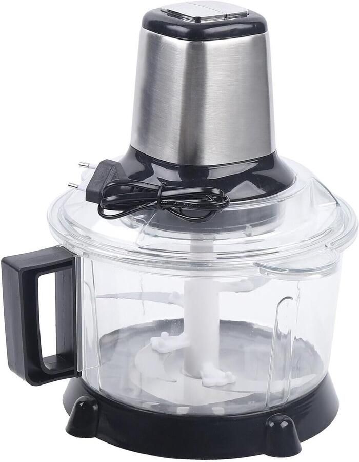 Elektrische Hakmolen Keukenmachine Groente Snel Ingrediënten Snijden Krachtige 300W Motor 4 Liter Inhoud Zilver Zwart