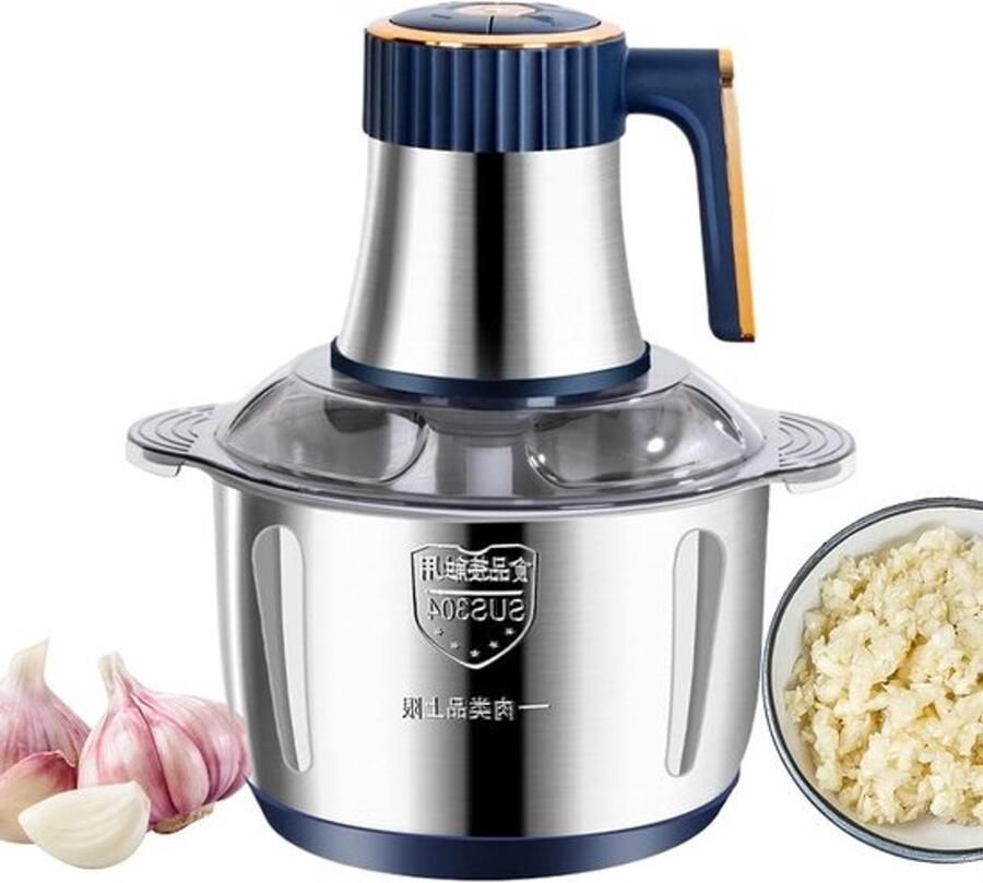 Elektrische hakmolen Keukenmachine vlees Snel ingrediënten malen Grote inhoud 5 liter 22x14x30 cm Zilverkleurig