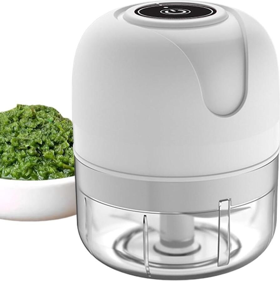 Elektrische Hakmolen Keukenmachine Mini Ingrediënten Fijnmaken Draadloos USB Oplaadbaar 250 ml Capaciteit Wit